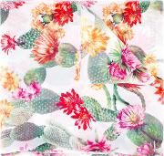 Floral Print Scarf Women Polyester One Size, White