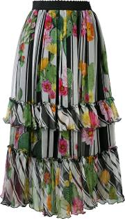 Floral Print Skirt Women Silkpolyester 44, Black