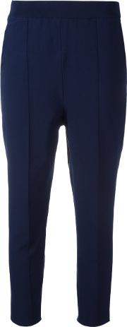 Cropped Trousers Women Polyesterviscose S, Blue