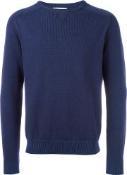 Ribbed Trim Sweatshirt Men Cottoncashmere L, Blue