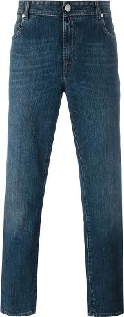Stonewashed Slim Fit Jeans Men Cottonpolyesterspandexelastane 32, Blue