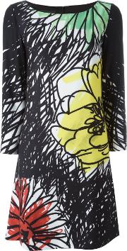 Floral Print Shift Dress Women Polyesterother Fibers 40, Black