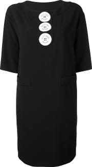 Logo Button Shift Dress Women Polyesterother Fibers 48, Black