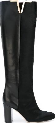 Knee Length Boots Women Leathergoat Fur 37, Black