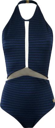Panelled Swimsuit Women Polyamidespandexelastane M, Blue