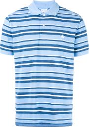Striped Polo Shirt Men Cotton L, Blue