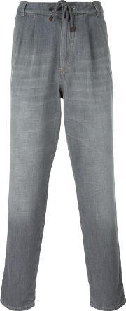 Drawstring Straight Jeans Men Cottonpolyester 48, Grey
