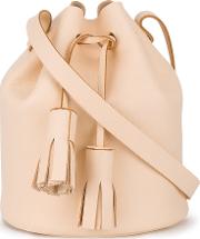 Building Block Bucket Tassel Shoulder Bag Women Leather One Size, Nudeneutrals 