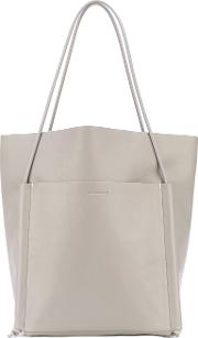 Rectangular Tote Bag Women Leather One Size, Grey