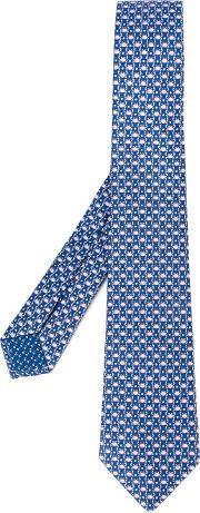 Crab Print Tie Men Silk One Size, Blue