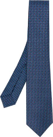 Embroidered Tie Men Silk One Size, Blue