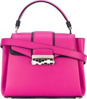 Fold Over Closure Tote Women Calf Leather One Size, Pinkpurple