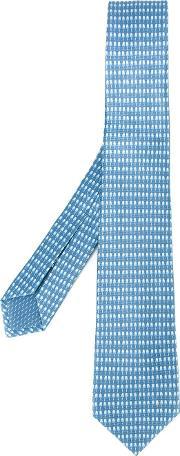 Micro Print Tie Men Silk One Size, Blue