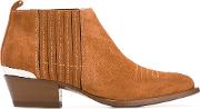 Metal Detail Ankle Boots Women Leather 40, Brown