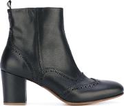 Mid Block Heel Ankle Boots Women Calf Leatherleather 38, Black