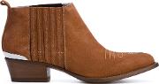 Stripe Detail Boots Women Leathersuede 39, Brown