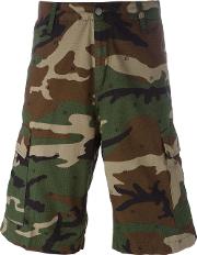 Camouflage Print Cargo Shorts Men Cottonpolyester 31, Green