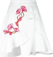 Embroidered Wrap Skirt Women Silkcottonacetate 40, Women's, White