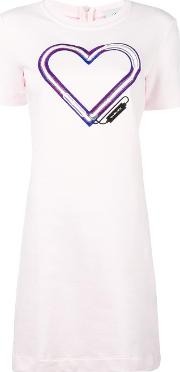 Heart Logo T Shirt Dress Women Cotton S, Women's, Pinkpurple
