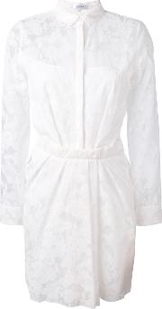 Lace Trim Shirt Dress Women Silkpolyamideacetate 40, White