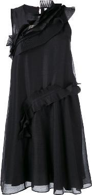 Ruffled Detail Mini Dress Women Silkpolyesteracetate 36, Women's, Black