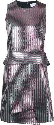 Striped Metallic Mini Dress Women Polyestermetallized Polyester 40, Pinkpurple