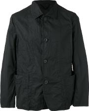 Buttoned Lightweight Jacket Men Cotton M, Black