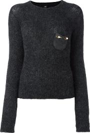 Embellished Pocket Sweater Women Polyamidespandexelastanemohairvirgin Wool 48, Grey