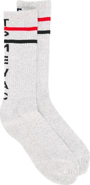 C.e. Striped Cuff Socks Men Cottonnylonpolyurethanerayon L, Grey 