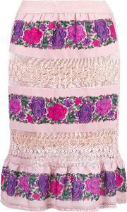 Midi Skirt Women Cottonacrylic G, Women's, Pinkpurple