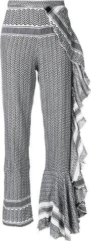Ruffle Trim Patterned Trousers 
