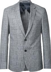 Cerruti 1881 Woven Check Blazer Men Linenflaxlambs Wool 52, Grey 