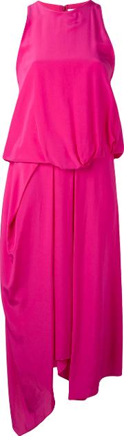 Tuck Drape Dress Women Silk 38, Pinkpurple
