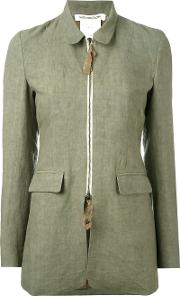 Fitted Zip Front Jacket Women Silklinenflax M, Green