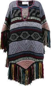 Embroidered Knitted Poncho Women Acrylicpolyamidecashmerewool 38