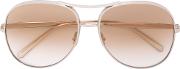 Rounded Aviator Sunglasses Women Metal Other One Size, Grey