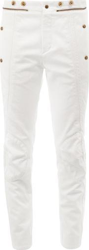 Zipper Detail Panelled Jeans Women Cotton 36, Women's, White