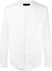 Band Collar Shirt Men Cotton 48, White