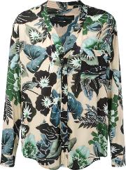 Floral Print Shirt Men Viscose 50, Green