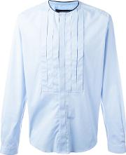 Pleated Bib Shirt Men Cotton 50, Blue