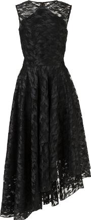 Asymmetric Lace Dress Women Polyester 8, Black
