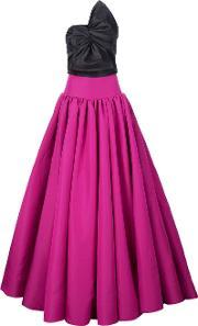 Bow Detail Gown Women Silk 8, Women's, Pinkpurple