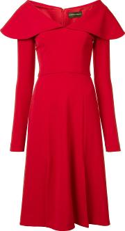 Cap Shoulder Dress Women Polyester 6, Red