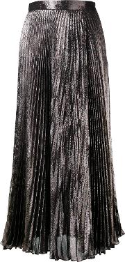 Metallic Pleated Skirt Women Silkpolyesteracetate 40, Grey