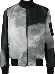 Moon Print Reversible Bomber Jacket Men Polyesterrecycled Polyester L, Black