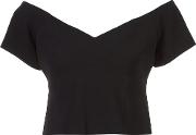 Cinq A Sept Off Shoulder Cropped Top Women Polyestertriacetate L, Black 