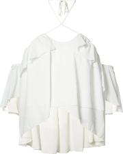 Off Shoulder Ruffle Top Women Polyester L, White