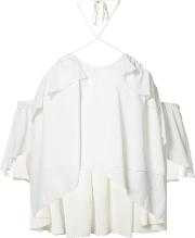Off Shoulder Ruffle Top Women Polyester M, White