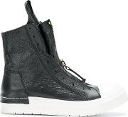 Creased Leather Sneaker Boots 