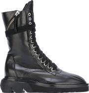 Lace Up Boots Men Leatherrubber 40, Black